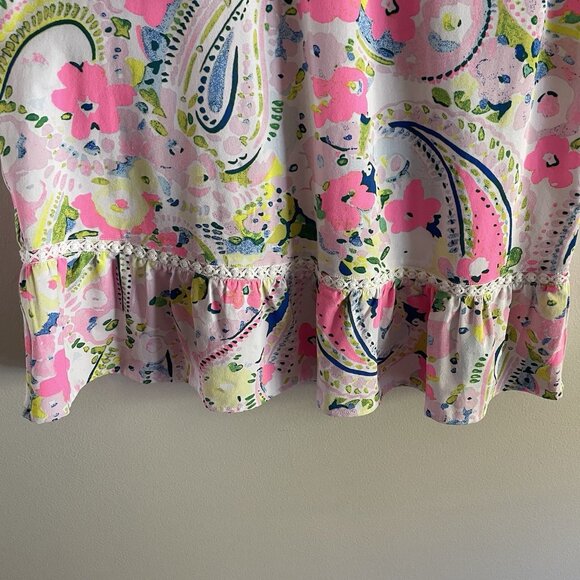 Crown & Ivy Womn PS Paisley Floral Preppy Crochet Tassel Sleeveless Ruffle Dress - Picture 2 of 7